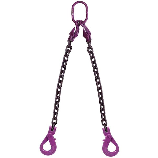 9/32" x 10', Adjustable 2Leg Chain Sling w/ Self-Locking Hooks-Grade100